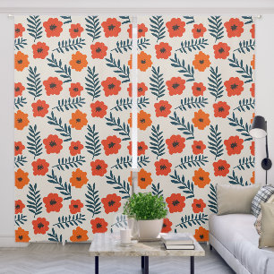 Abstract Modern Floral Pattern Blackout Curtains
