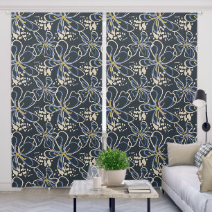 Abstract Modern Floral Pattern Blackout Curtains