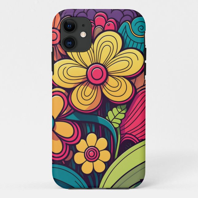 Abstract modern flower doodle  Case-Mate iPhone case (Back)