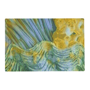 Abstract modern flowers shell with yellow blue placemat
