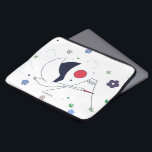 Abstract modern flying crane illustration laptop sleeve<br><div class="desc">Modern abstract flying crane illustration. White background with blue and red colors.</div>