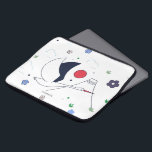 Abstract modern flying crane illustration laptop sleeve<br><div class="desc">Modern abstract flying crane illustration. White background with blue and red colors.</div>