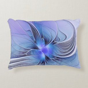 Abstract Modern Fractal Art Lavender Blue Accent Pillow