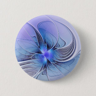 Abstract Modern Fractal Art Lavender Blue Button