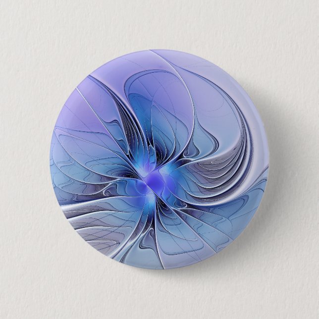 Abstract Modern Fractal Art Lavender Blue Button (Front)