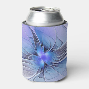 Abstract Modern Fractal Art Lavender Blue Can Cooler