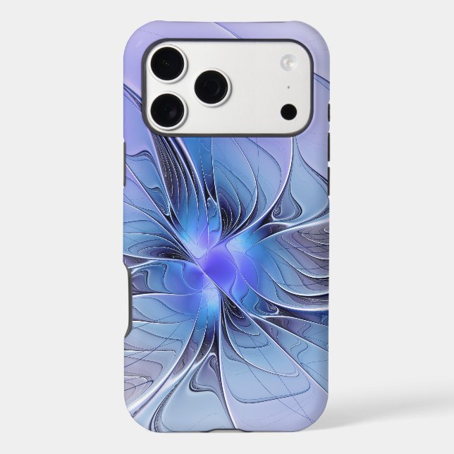 Abstract Modern Fractal Art Lavender Blue Case-Mate iPhone Case (Back)