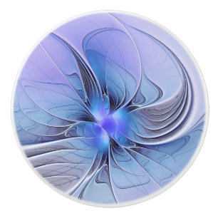Abstract Modern Fractal Art Lavender Blue Ceramic Knob