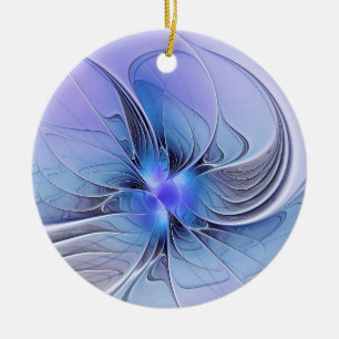 Abstract Modern Fractal Art Lavender Blue Ceramic Ornament