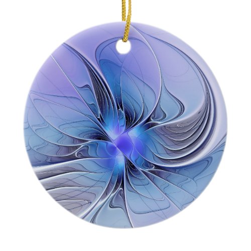 Abstract Modern Fractal Art Lavender Blue Ceramic Ornament
