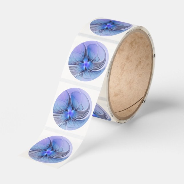 Abstract Modern Fractal Art Lavender Blue Classic Round Sticker (Roll)