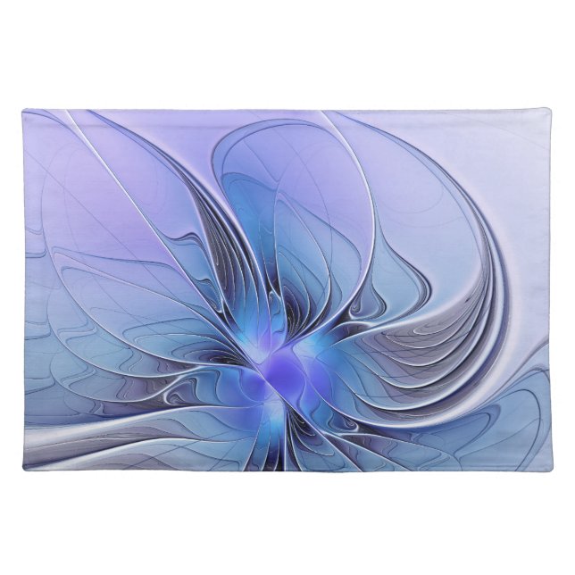 Abstract Modern Fractal Art Lavender Blue Cloth Placemat (Front)