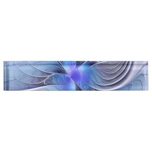 Abstract Modern Fractal Art Lavender Blue Desk Name Plate