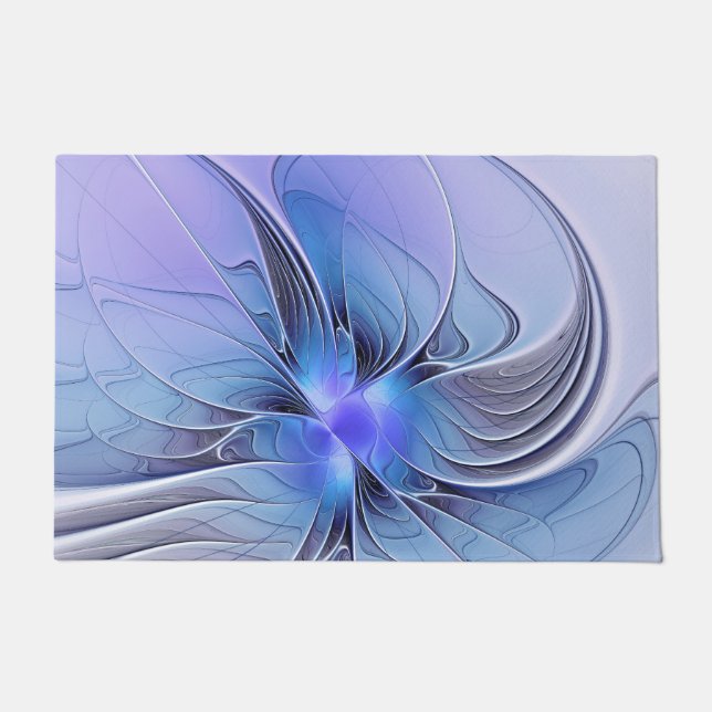Abstract Modern Fractal Art Lavender Blue Doormat (Front)