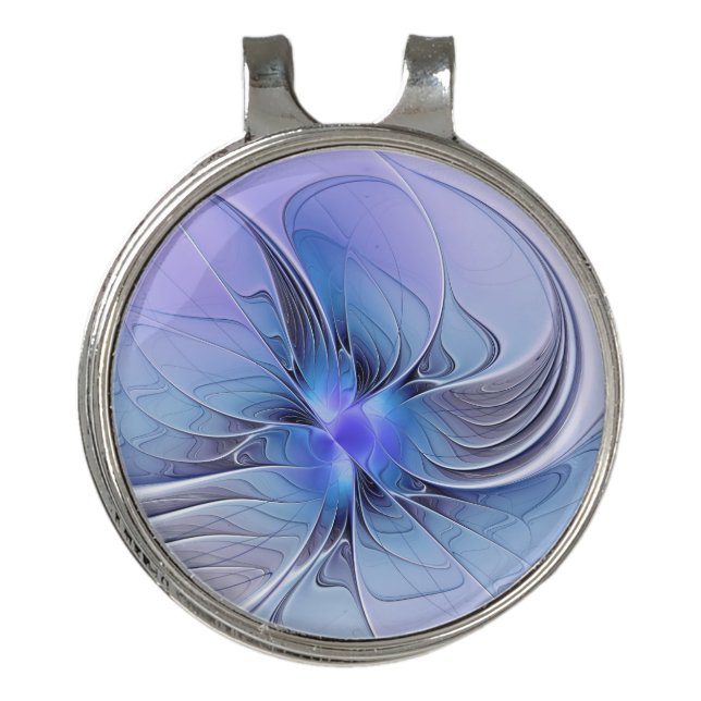 Abstract Modern Fractal Art Lavender Blue Golf Hat Clip (Front)
