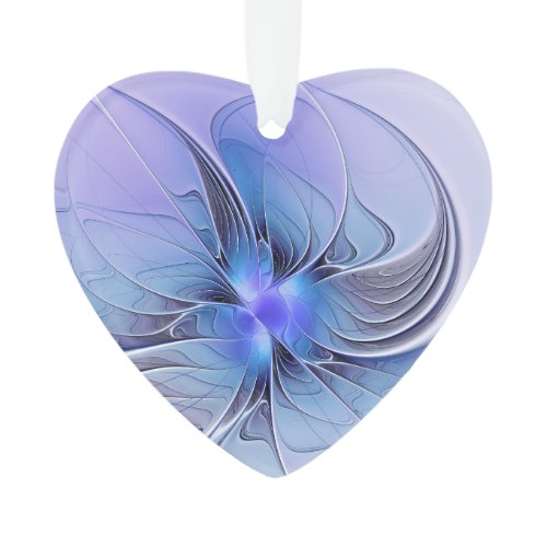 Abstract Modern Fractal Art Lavender Blue Heart Ornament