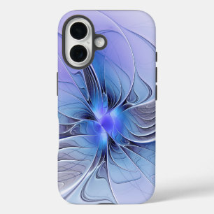 Abstract Modern Fractal Art Lavender Blue iPhone 16 Case