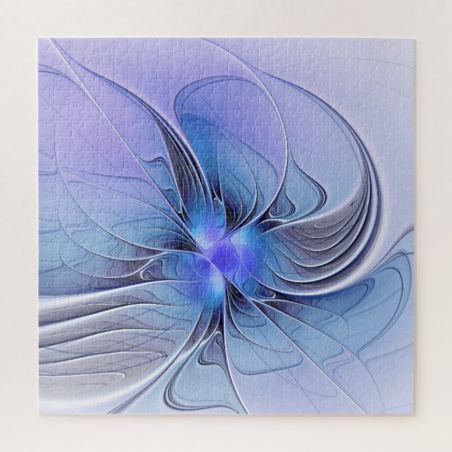 Abstract Modern Fractal Art Lavender Blue Jigsaw Puzzle (Vertical)