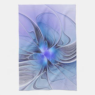 Abstract Modern Fractal Art Lavender Blue Kitchen Towel