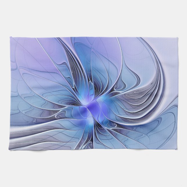Abstract Modern Fractal Art Lavender Blue Kitchen Towel (Horizontal)