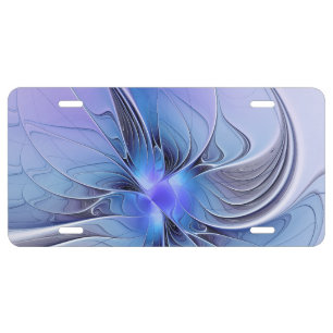 Abstract Modern Fractal Art Lavender Blue License Plate