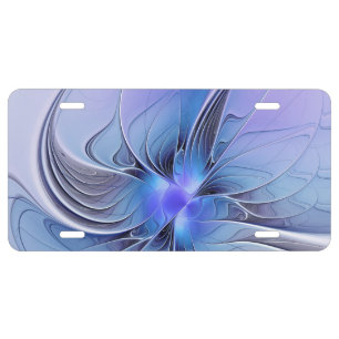 Abstract Modern Fractal Art Lavender Blue License Plate