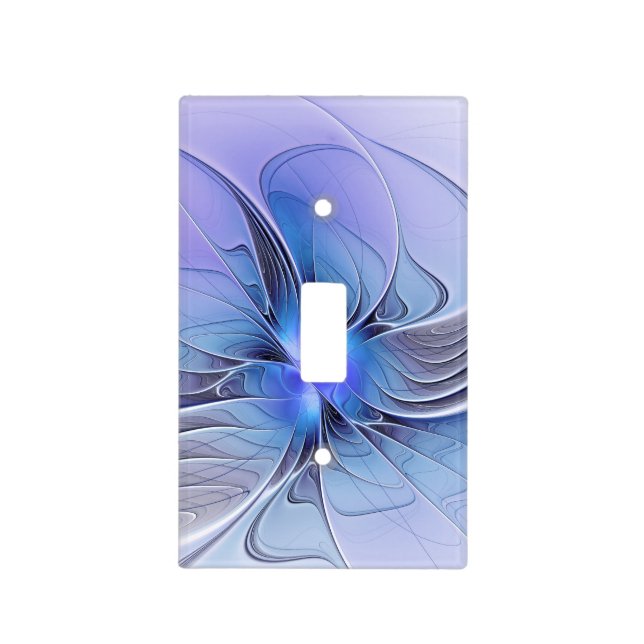 Abstract Modern Fractal Art Lavender Blue Light Switch Cover (Front)