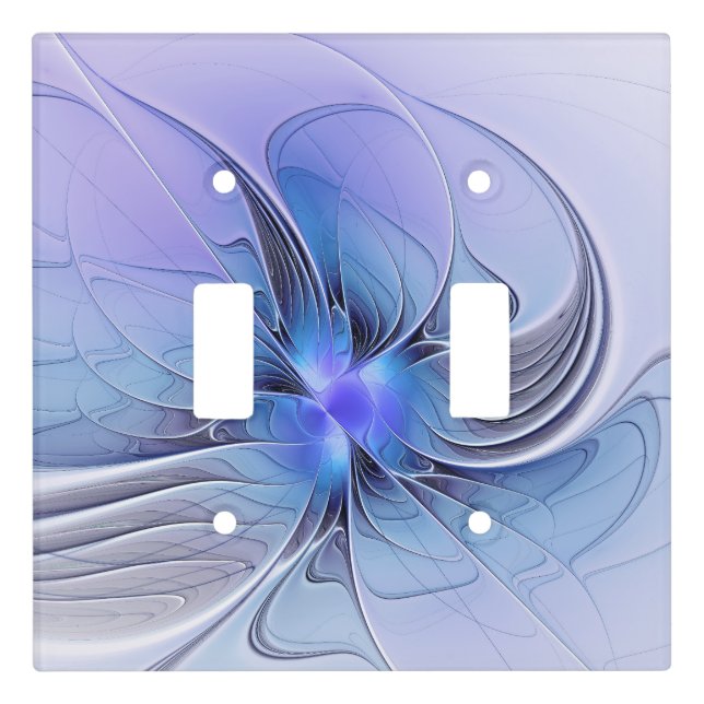 Abstract Modern Fractal Art Lavender Blue Light Switch Cover (Front)