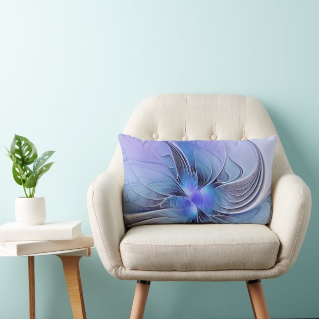 Abstract Modern Fractal Art Lavender Blue Lumbar Pillow (Chair)