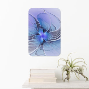 Abstract Modern Fractal Art Lavender Blue Metal Sign
