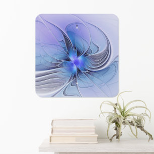 Abstract Modern Fractal Art Lavender Blue Metal Sign