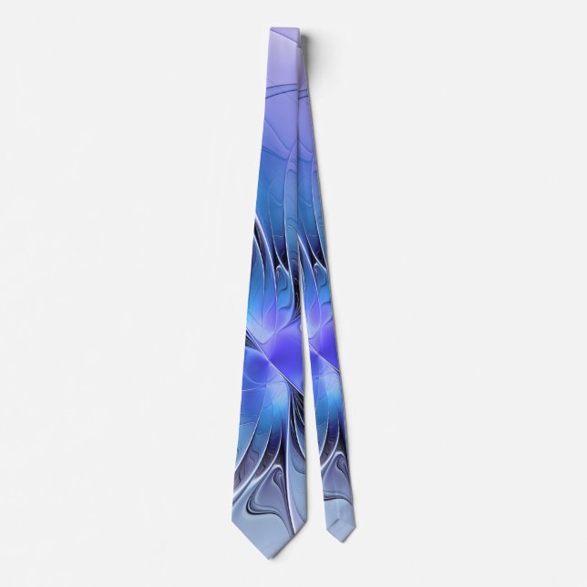 Abstract Modern Fractal Art Lavender Blue Neck Tie (Front)