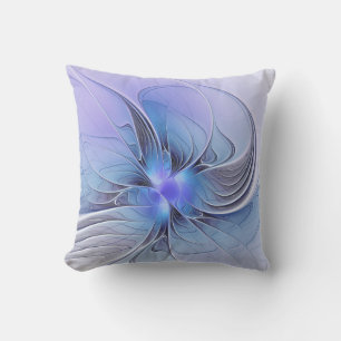 Abstract Modern Fractal Art Lavender Blue Outdoor Pillow