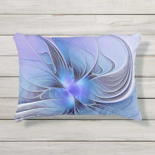 Abstract Modern Fractal Art Lavender Blue Outdoor Pillow