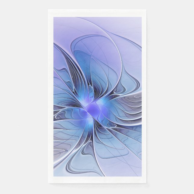 Abstract Modern Fractal Art Lavender Blue Paper Guest Towels (Front)