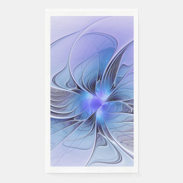 Abstract Modern Fractal Art Lavender Blue Paper Guest Towels (Front)