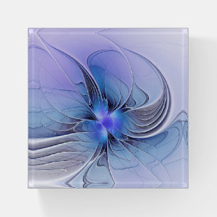 Abstract Modern Fractal Art Lavender Blue Paperweight