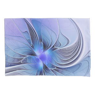Abstract Modern Fractal Art Lavender Blue Pillow Case