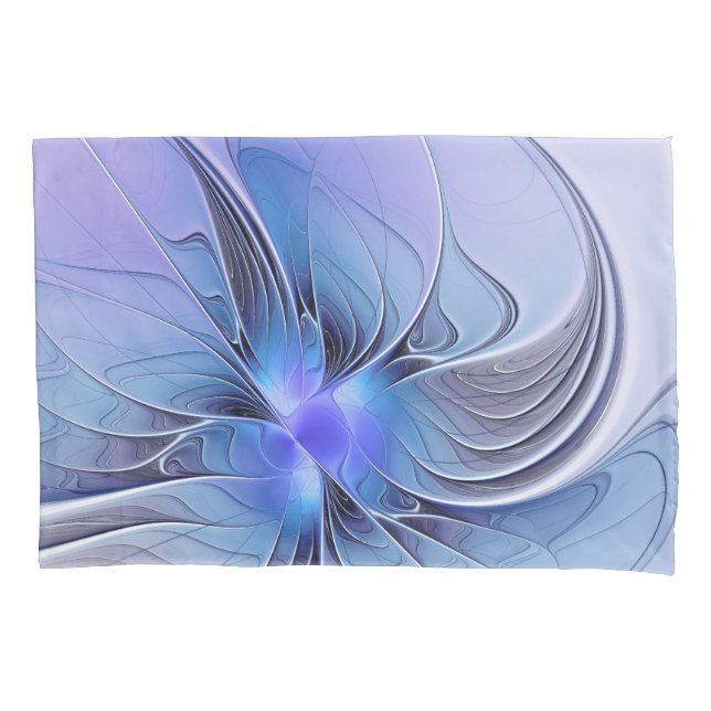 Abstract Modern Fractal Art Lavender Blue Pillow Case (Front)