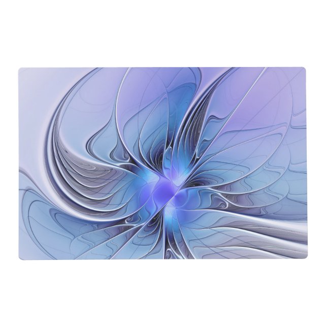 Abstract Modern Fractal Art Lavender Blue Placemat (Front)