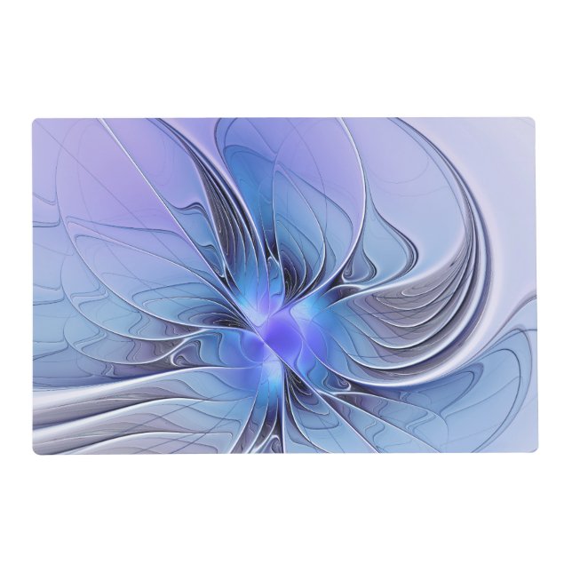 Abstract Modern Fractal Art Lavender Blue Placemat (Front)
