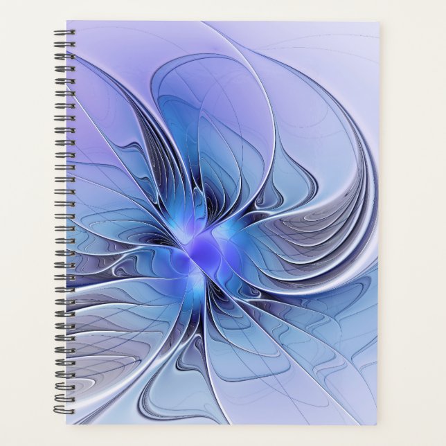 Abstract Modern Fractal Art Lavender Blue Planner (Front)