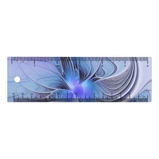 Abstract Modern Fractal Art Lavender Blue Ruler (Front)