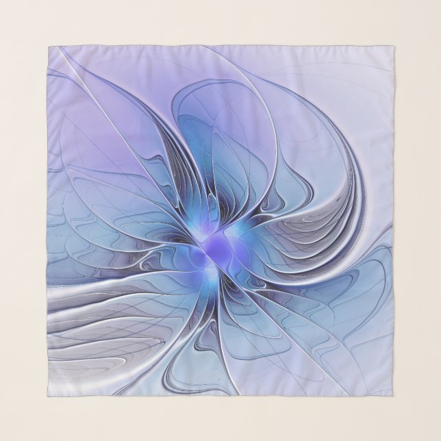 Abstract Modern Fractal Art Lavender Blue Scarf (Front)