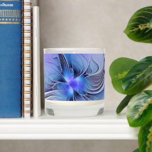 Abstract Modern Fractal Art Lavender Blue Scented Candle