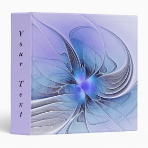 Abstract Modern Fractal Art Lavender Blue Text 3 Ring Binder