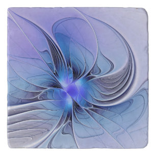 Abstract Modern Fractal Art Lavender Blue Trivet