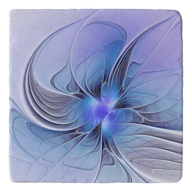 Abstract Modern Fractal Art Lavender Blue Trivet (Front)