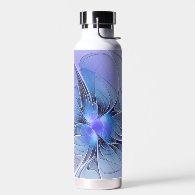 Abstract Modern Fractal Art Lavender Blue Water Bottle (Left)