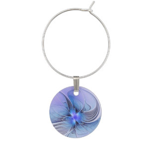 Abstract Modern Fractal Art Lavender Blue Wine Charm